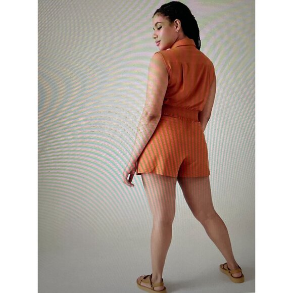 Athleta Womens Sleeveless Rust Orange Romper Size 14 - Picture 2 of 15